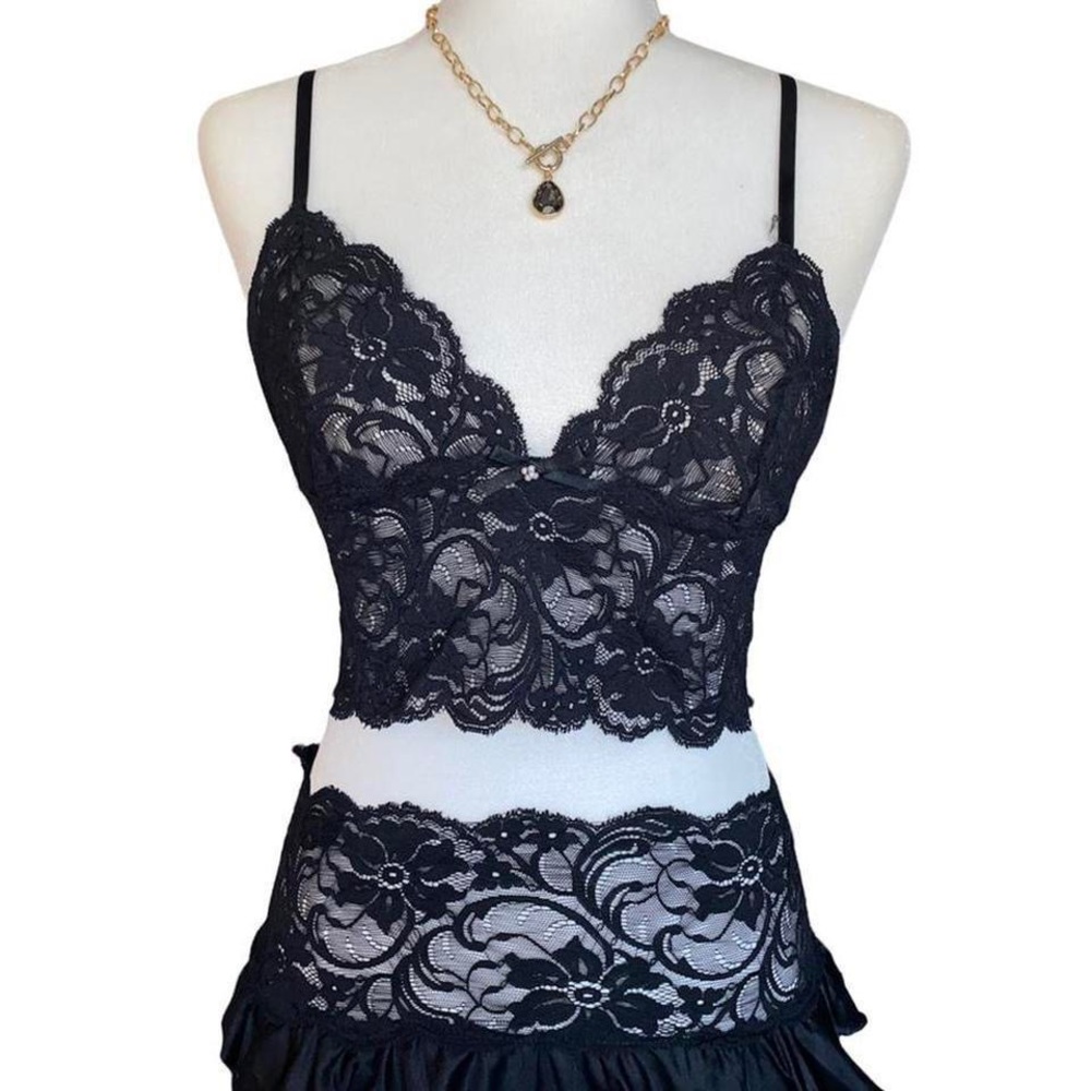 Vintage Black Lace Cami Set